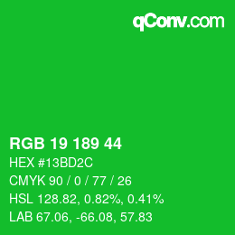 Código de color: RGB 19 189 44 | qconv.com