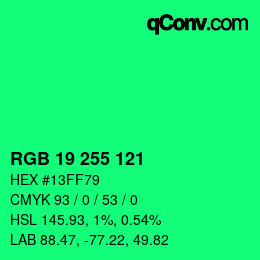 Code couleur: RGB 19 255 121 | qconv.com