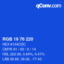 Color code: RGB 19 76 220 | qconv.com