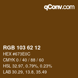 Código de color: RGB 103 62 12 | qconv.com