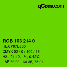 Código de color: RGB 103 214 0 | qconv.com