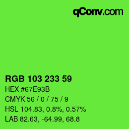 Code couleur: RGB 103 233 59 | qconv.com