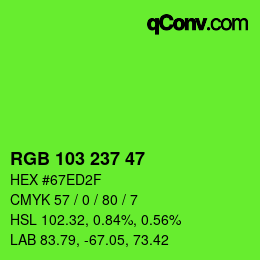 Código de color: RGB 103 237 47 | qconv.com