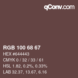 Color code: RGB 100 68 67 | qconv.com