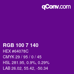 Código de color: RGB 100 7 140 | qconv.com