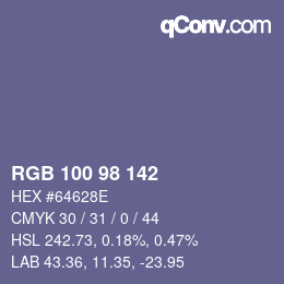 Color code: RGB 100 98 142 | qconv.com