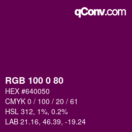 カラーコード: RGB 100 0 80 | qconv.com