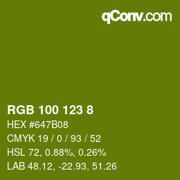 Código de color: RGB 100 123 8 | qconv.com