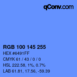 Color code: RGB 100 145 255 | qconv.com