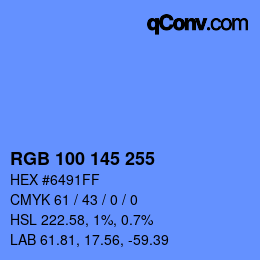 Color code: RGB 100 145 255 | qconv.com