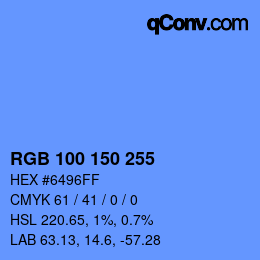 Código de color: RGB 100 150 255 | qconv.com