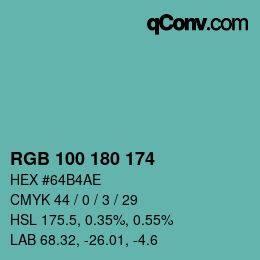 Farbcode: RGB 100 180 174 | qconv.com