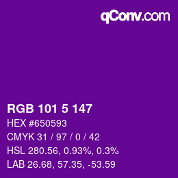 Code couleur: RGB 101 5 147 | qconv.com