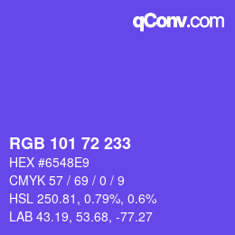 Farbcode: RGB 101 72 233 | qconv.com