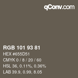 Color code: RGB 101 93 81 | qconv.com