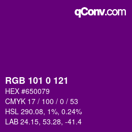 Código de color: RGB 101 0 121 | qconv.com