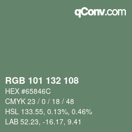 カラーコード: RGB 101 132 108 | qconv.com