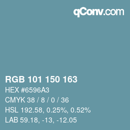 Color code: RGB 101 150 163 | qconv.com