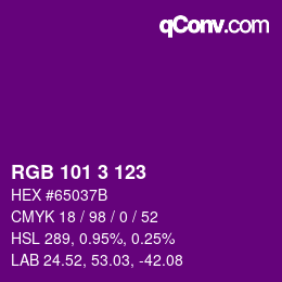 Code couleur: RGB 101 3 123 | qconv.com