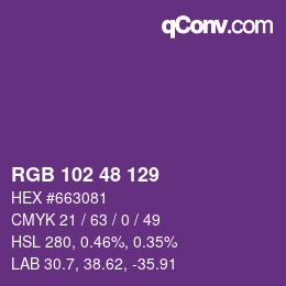 Code couleur: RGB 102 48 129 | qconv.com