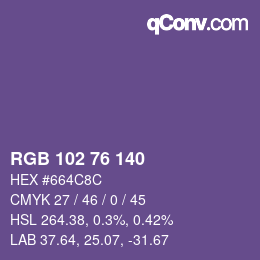 Color code: RGB 102 76 140 | qconv.com