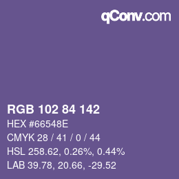 カラーコード: RGB 102 84 142 | qconv.com