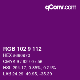 Code couleur: RGB 102 9 112 | qconv.com