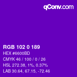 Código de color: RGB 102 0 189 | qconv.com