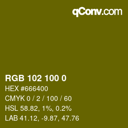 カラーコード: RGB 102 100 0 | qconv.com