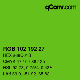 Farbcode: RGB 102 192 27 | qconv.com