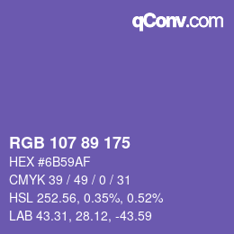 Código de color: RGB 107 89 175 | qconv.com