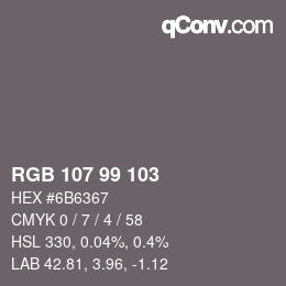 Code couleur: RGB 107 99 103 | qconv.com