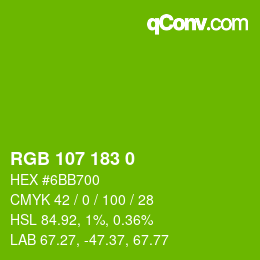 Color code: RGB 107 183 0 | qconv.com