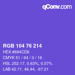 カラーコード: RGB 104 76 214 | qconv.com