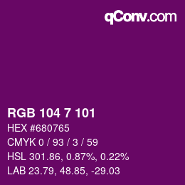 Farbcode: RGB 104 7 101 | qconv.com