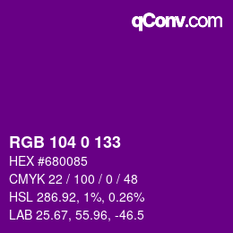 Farbcode: RGB 104 0 133 | qconv.com