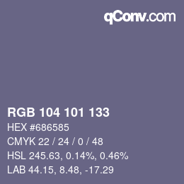 Code couleur: RGB 104 101 133 | qconv.com