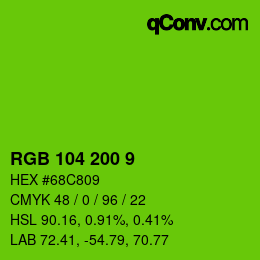 Farbcode: RGB 104 200 9 | qconv.com