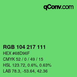 カラーコード: RGB 104 217 111 | qconv.com