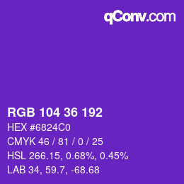 Farbcode: RGB 104 36 192 | qconv.com