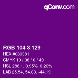 Farbcode: RGB 104 3 129 | qconv.com