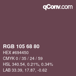 Color code: RGB 105 68 80 | qconv.com