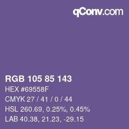 Código de color: RGB 105 85 143 | qconv.com