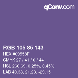 Código de color: RGB 105 85 143 | qconv.com