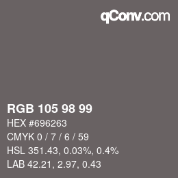 Código de color: RGB 105 98 99 | qconv.com