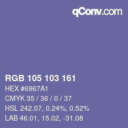 Code couleur: RGB 105 103 161 | qconv.com