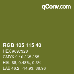 Color code: RGB 105 115 40 | qconv.com