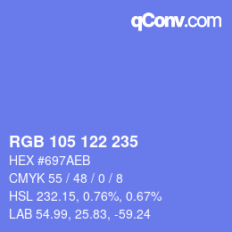 Color code: RGB 105 122 235 | qconv.com