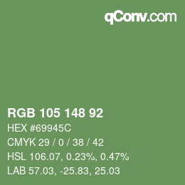 Color code: RGB 105 148 92 | qconv.com