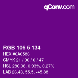 Farbcode: RGB 106 5 134 | qconv.com